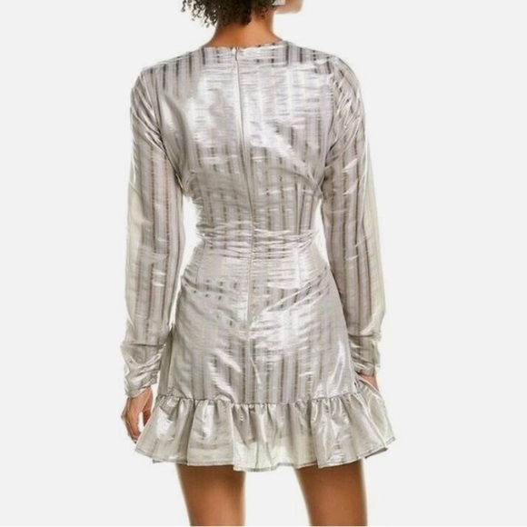REVOLVE ATOIR Walk Me Home Cocktail Mini Dress Metallic Silver US 12 NIB - Picture 2 of 9